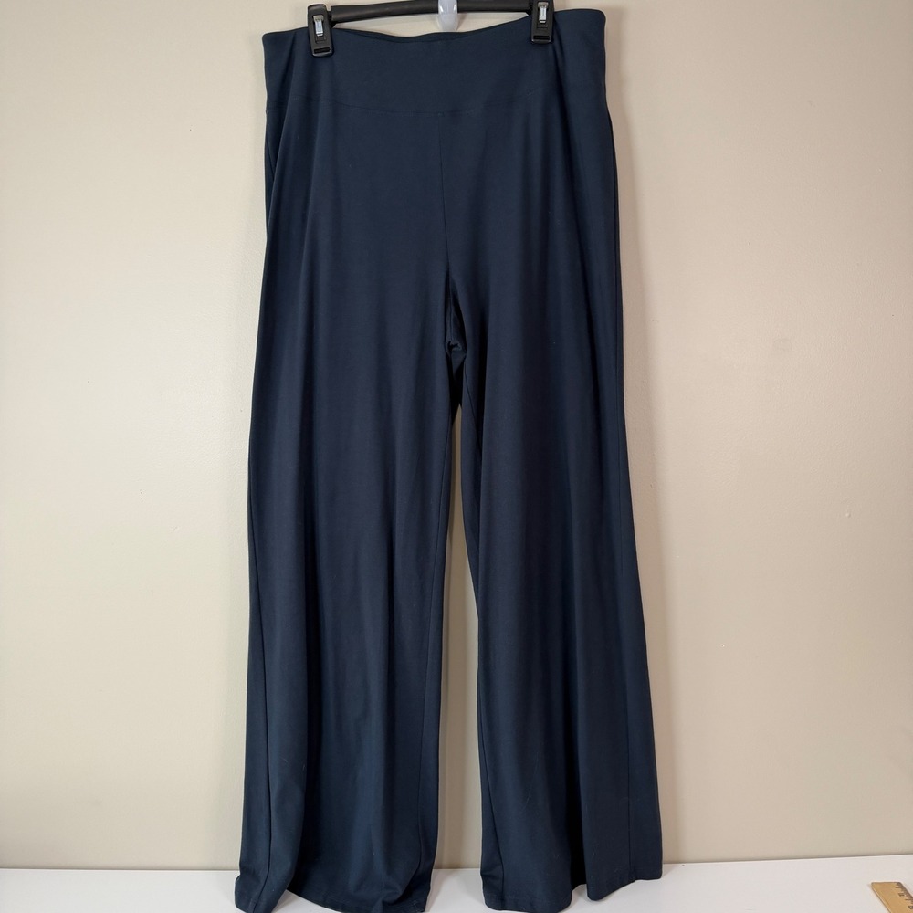 Eileen Fisher Wide Leg Pants Large Organic Cotton Jersey Knit Stretch Minimalist